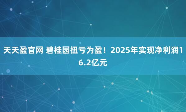 天天盈官网 碧桂园扭亏为盈！2025年实现净利润16.2亿元