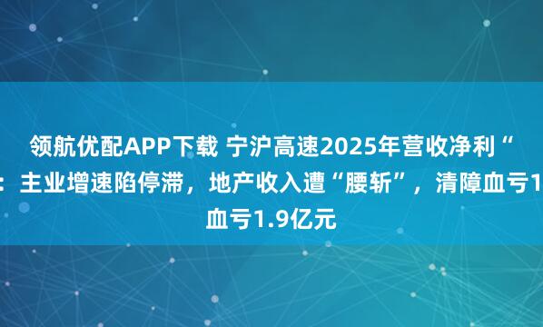 领航优配APP下载 宁沪高速2025年营收净利“双降”：主业增速陷停滞，地产收入遭“腰斩”，清障血亏1.9亿元