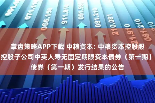 掌盘策略APP下载 中粮资本: 中粮资本控股股份有限公司关于控股子公司中英人寿无固定期限资本债券（第一期）发行结果的公告